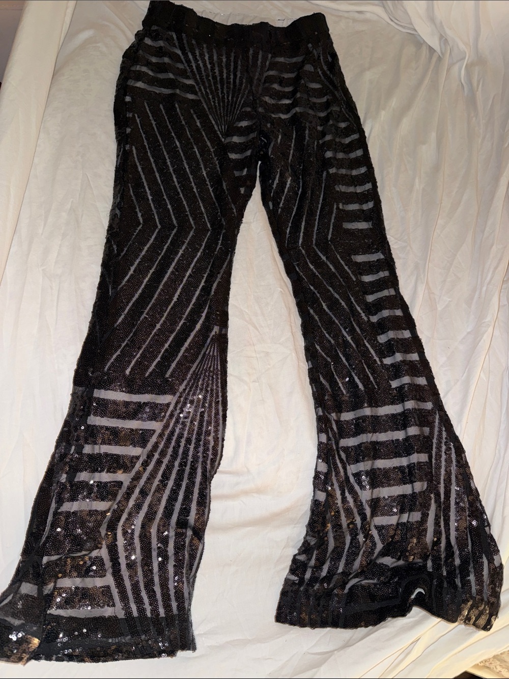 Amazon Black Sequined Wide-Leg Pants